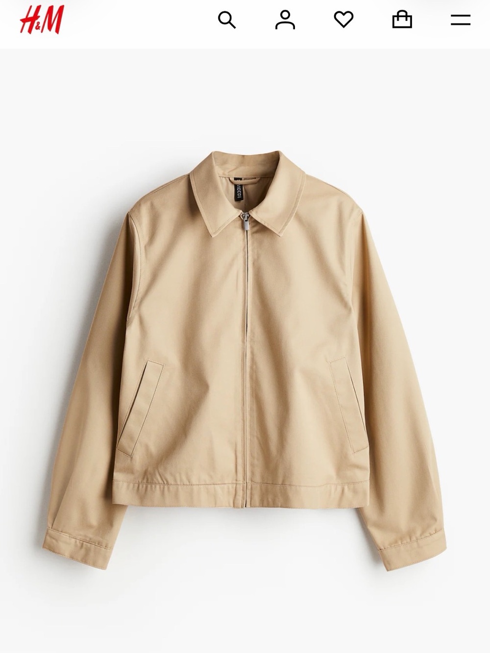 H&M Tan Harrington Jacket Classic G9 Style Size S